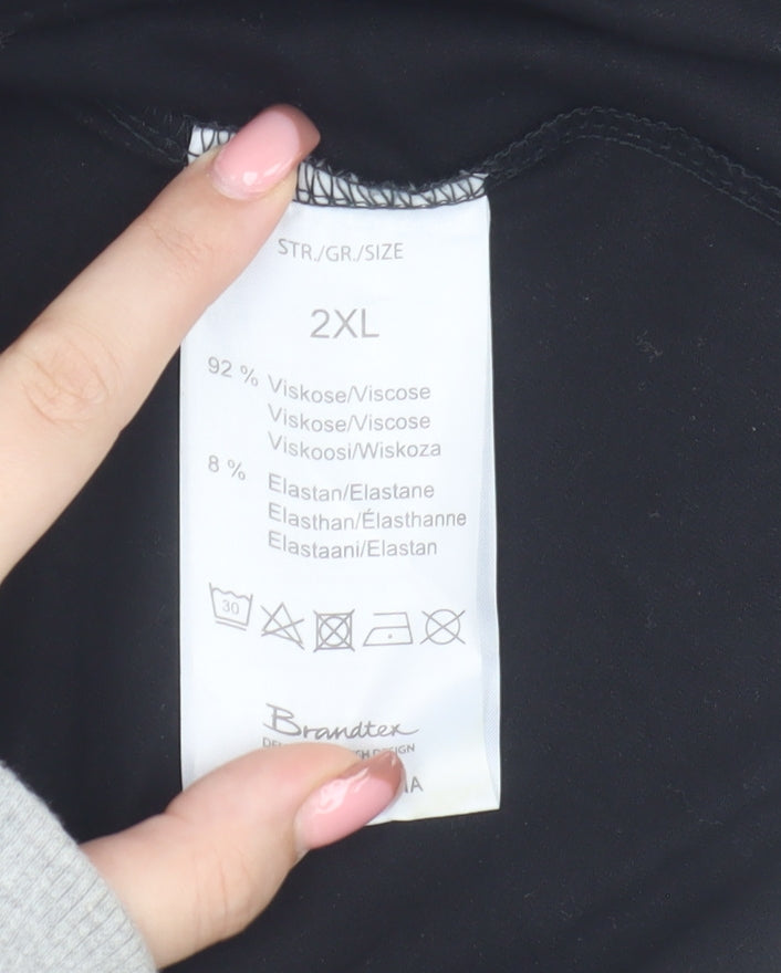 Brandtex Black Long Sleeve Top 2XL with Rhinestones