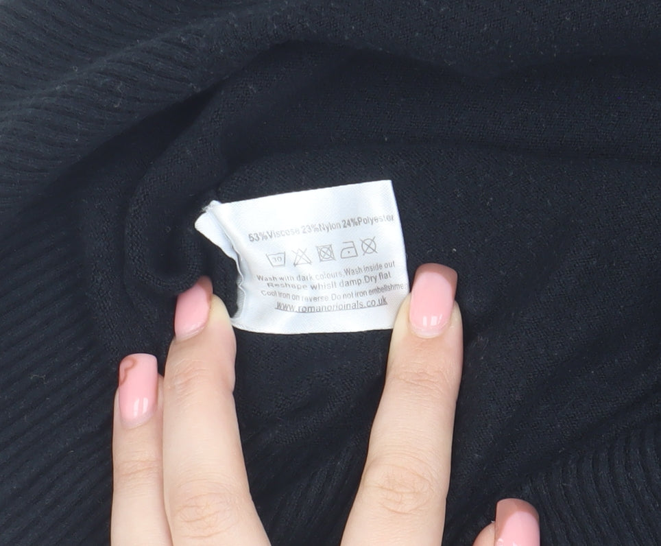 Roman Women's Black Beaded Pullover Jumper Size 18