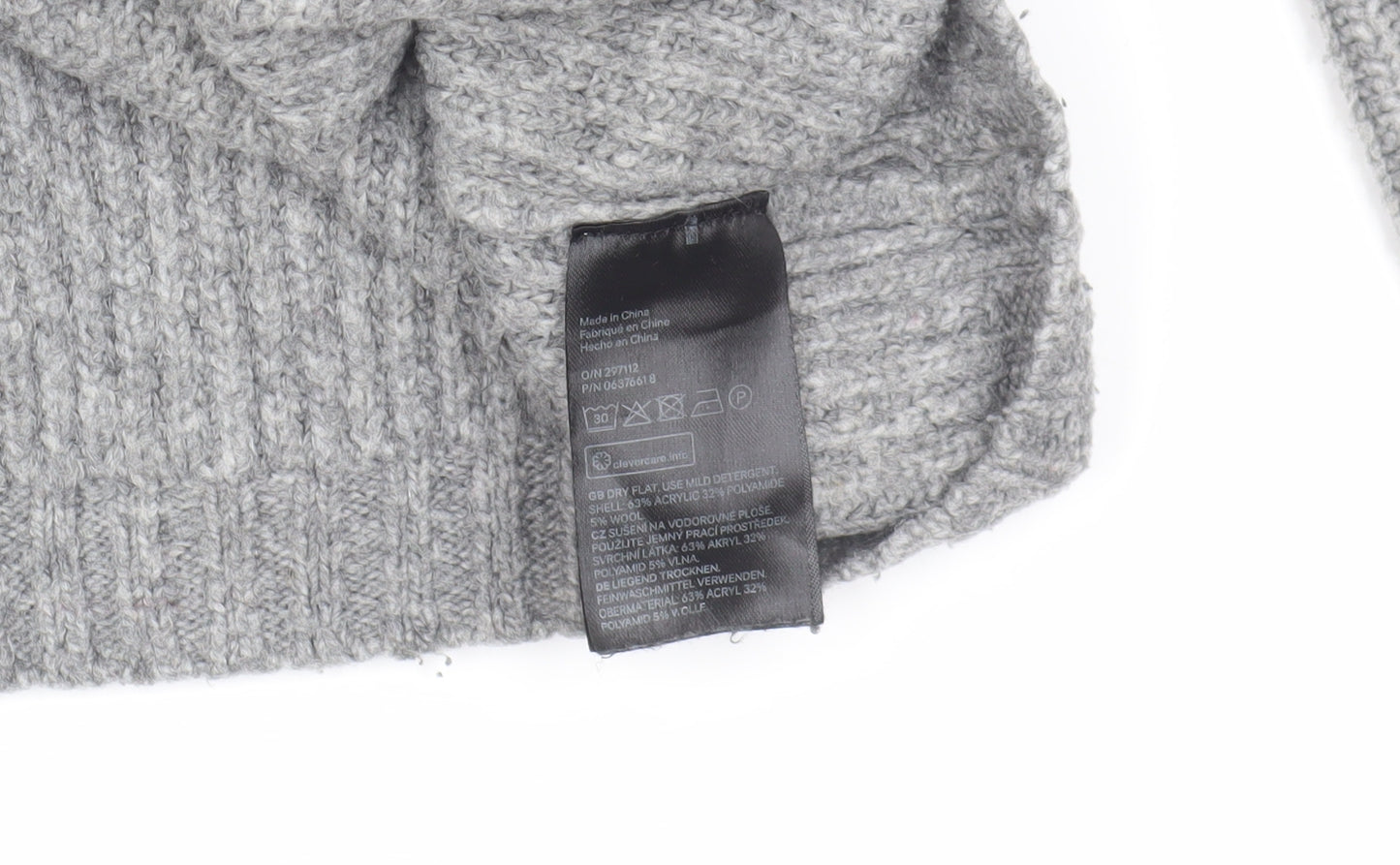 H&M Women's Grey Wool Blend Chunky Knit Pullover Jumper, Size S