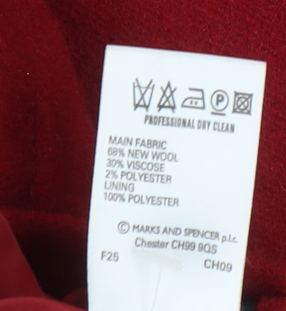 Marks and Spencer Women's Red Wool Blend Jacket Size 16