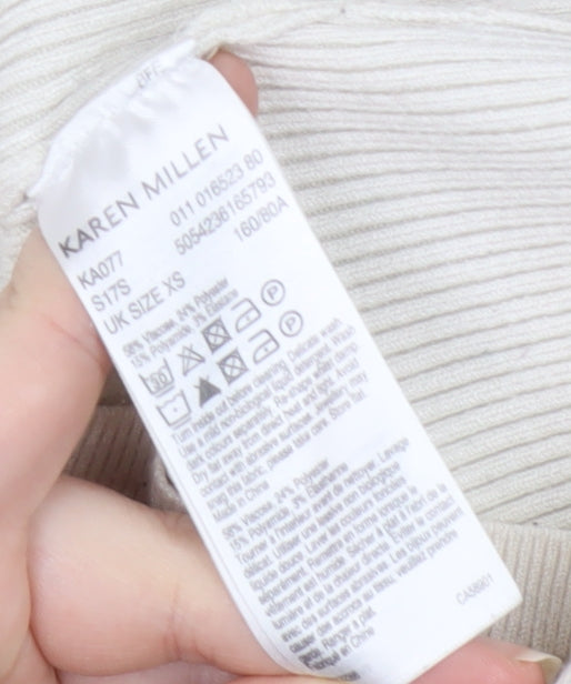 Karen Millen Women's Ivory XS Jumper, Cold Shoulder