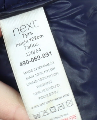 Next Girls Blue Hooded Puffer Jacket, Age 7, Winter Coat