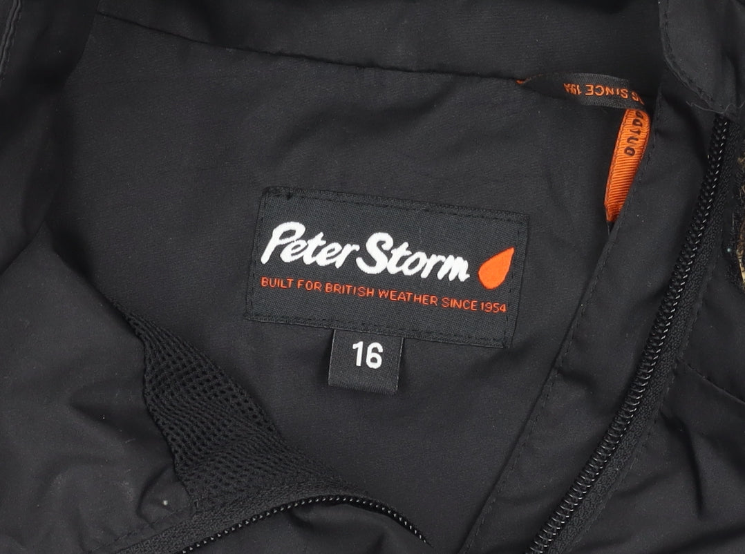 Peter Storm Women's Black Rain Jacket, Size 16, Waterproof