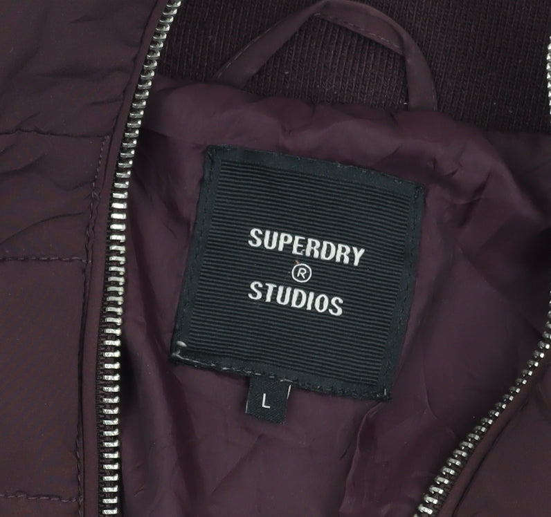 Superdry Men’s Brown Puffer Jacket L Stand Collar