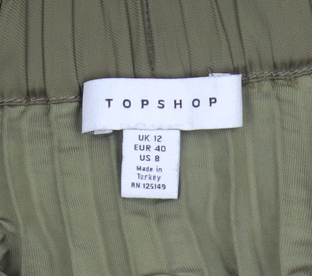 Topshop Women's Green Pleated Skirt Size 12