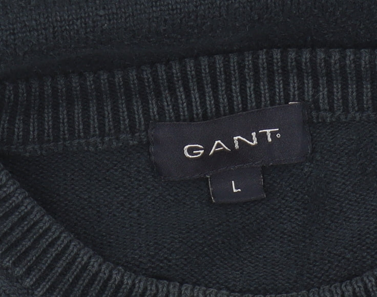 Gant Men's Black Cotton Pullover Jumper Size L
