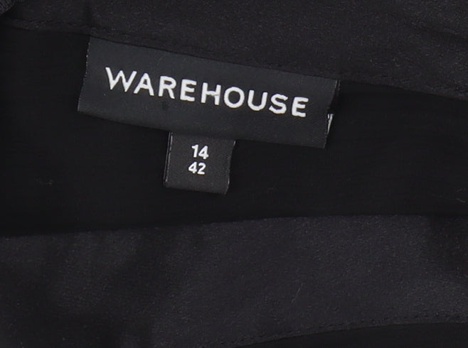 Warehouse Women's Black Sheer Sleeveless V-Neck Dress