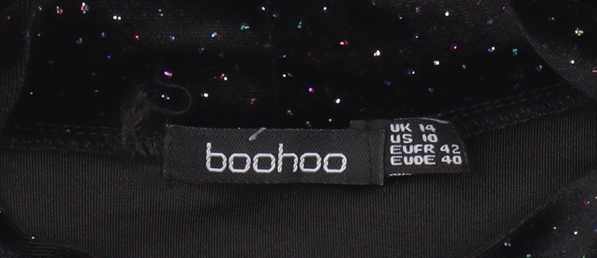 Boohoo Women's Black Glitter Velvet Midi Dress