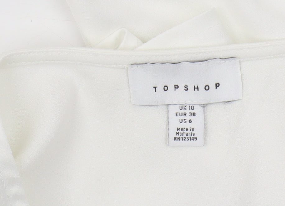 Topshop Women's White Satin Button Blouse UK 10