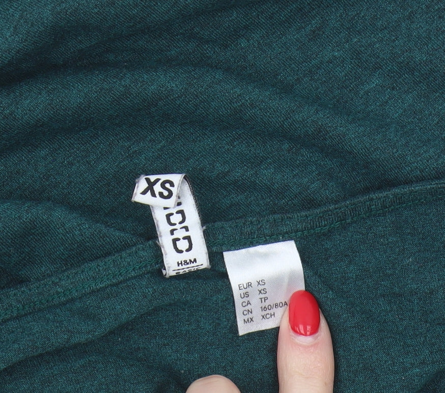 H&M Women's Green XS Basic T-Shirt, Casual Round Neck