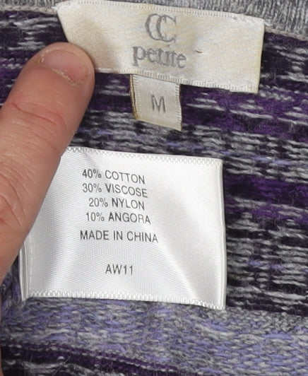 CC Women's Purple Henley Argyle Petite Jumper M