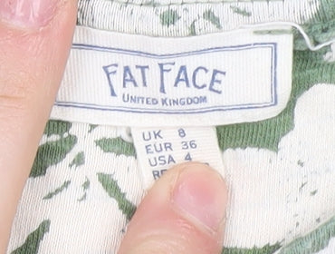 Fat Face Women's Green Ivory Floral Shift Dress Sz 8