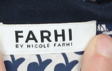 Farhi Women's Blue Cardigan M V-Neck Geometric