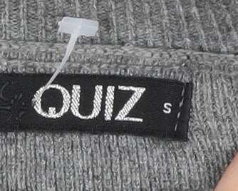 Quiz Women's Grey Beaded Pullover Jumper S