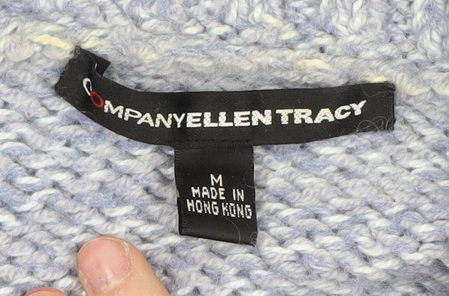 Ellen Tracy Women's Blue Medium Chunky-Knit Jumper