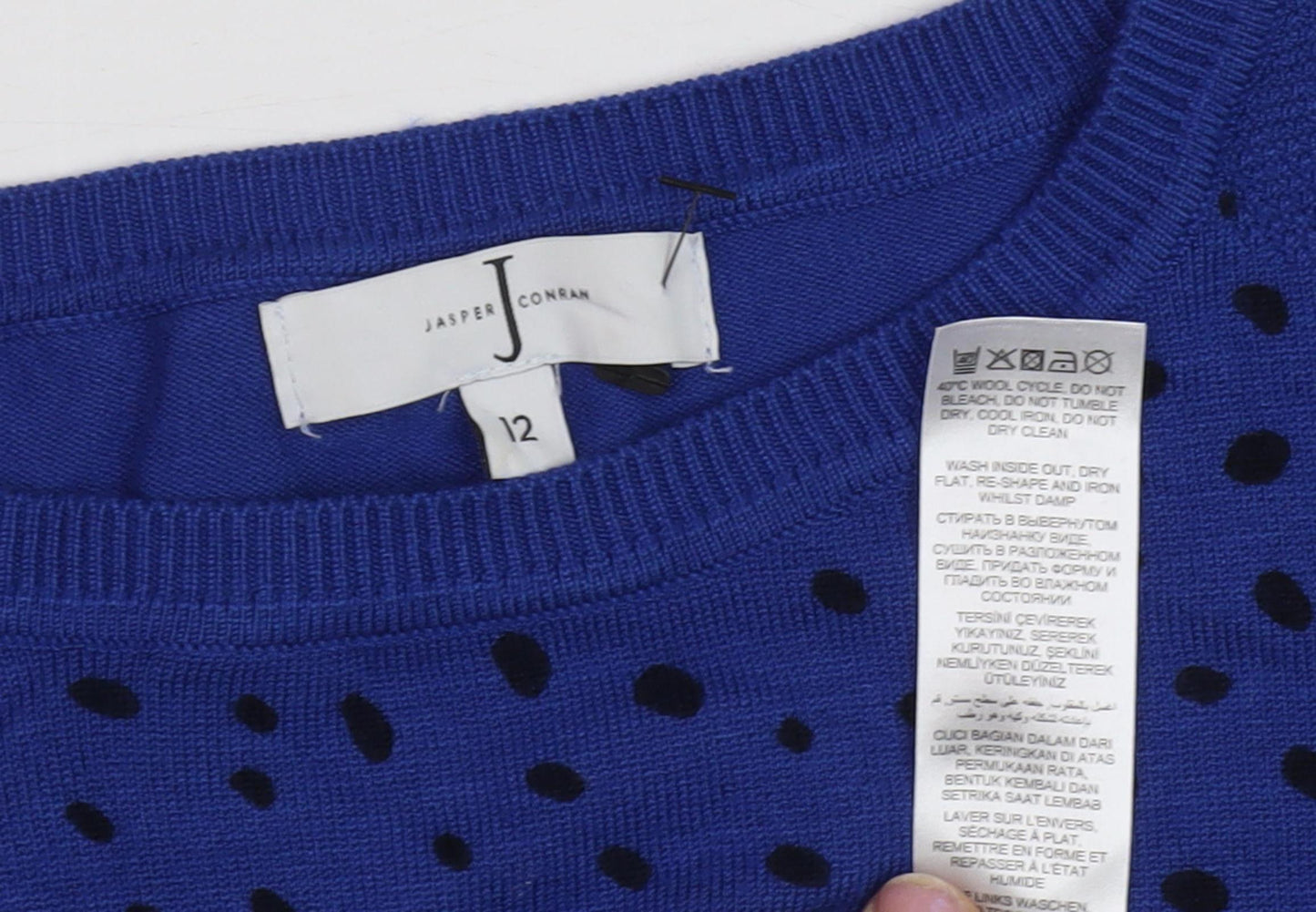 Jasper Conran Women's Blue Polka Dot Pullover Jumper Size 12