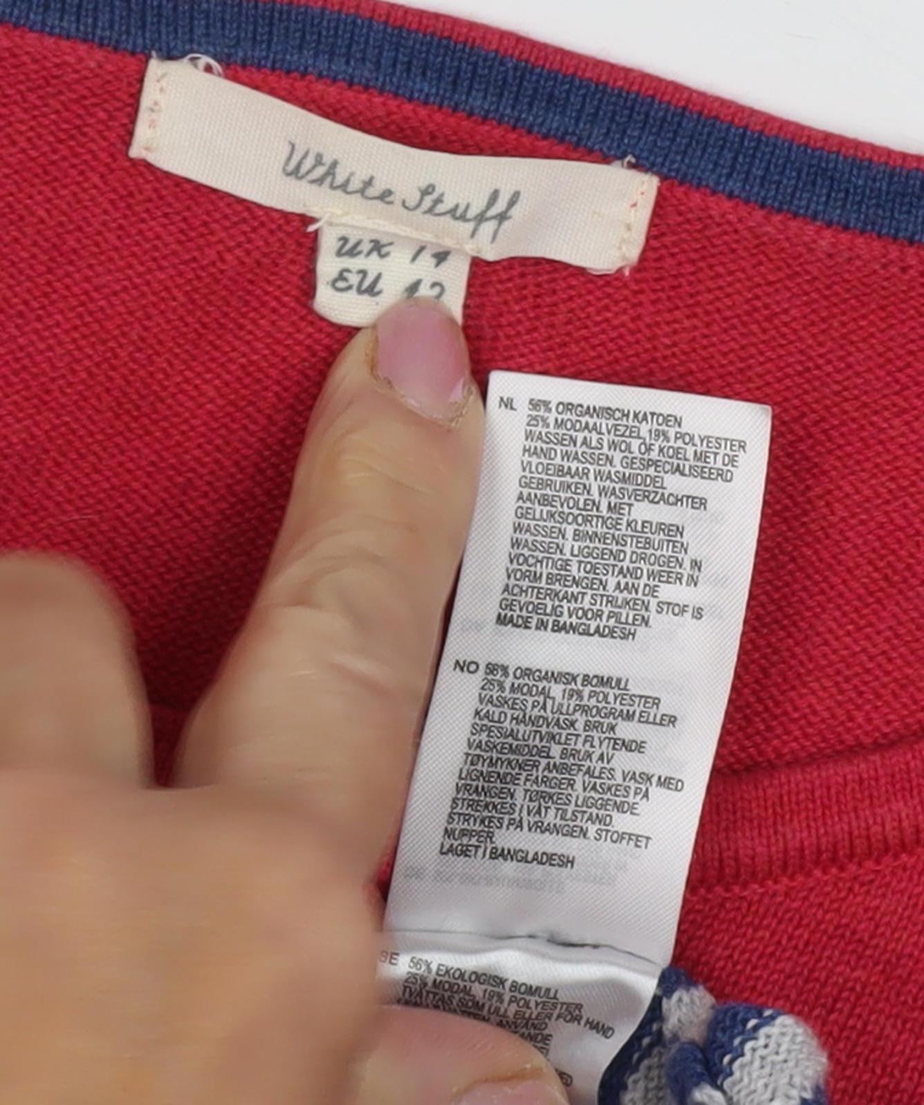 White Stuff Women's Red Stripe Pullover Jumper Size 14