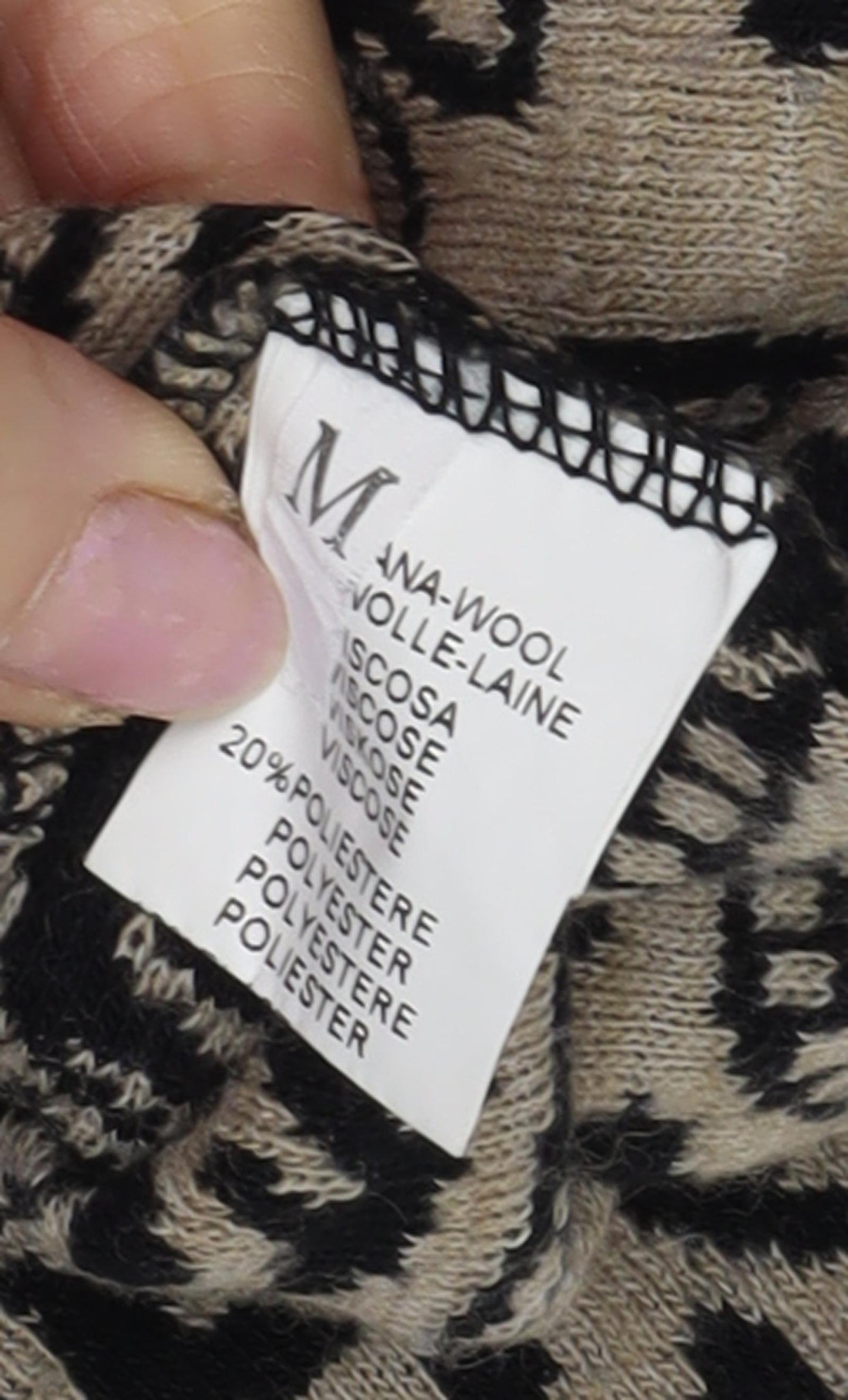 Crazy Wool Women's Black Beige Paisley Dress M