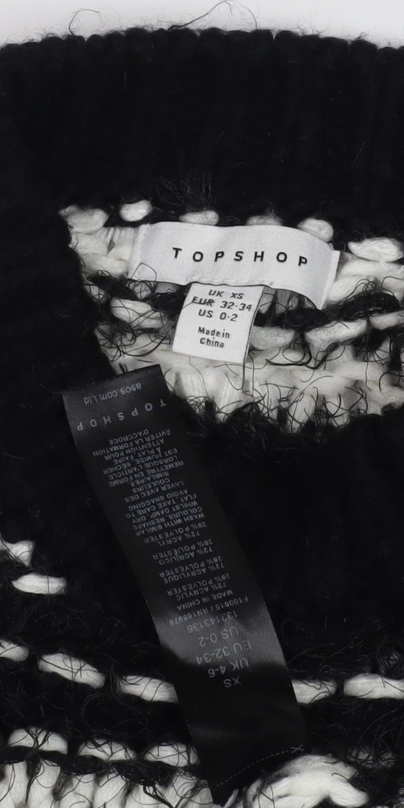 Topshop Women's Black Striped Pullover Jumper XS