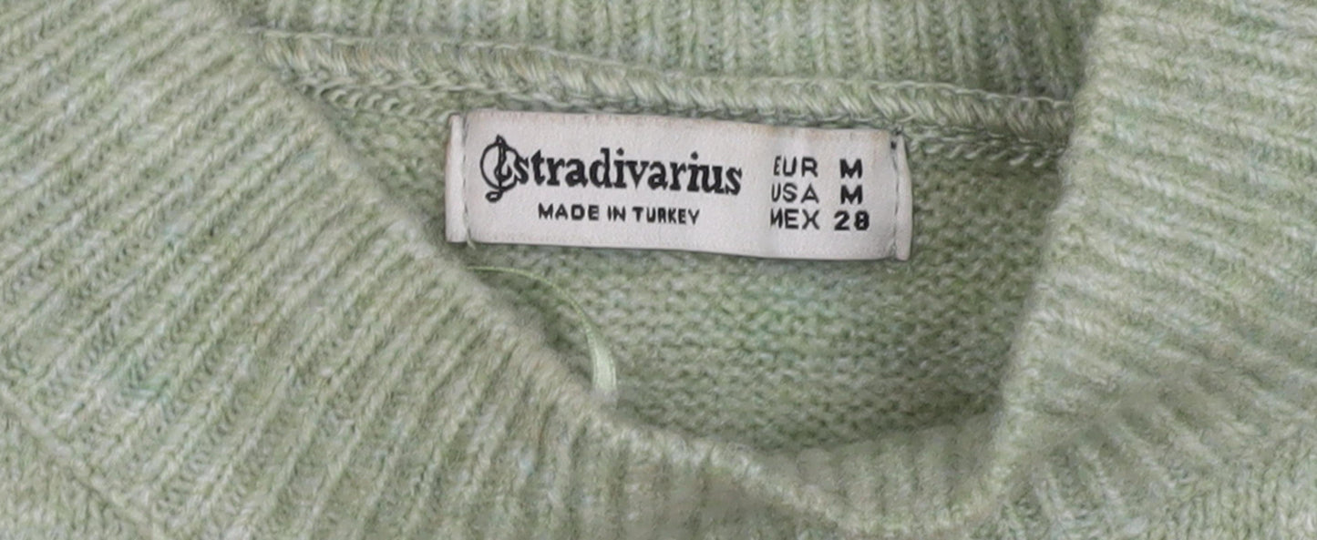 Stradivarius Women's Green Pullover Jumper, Size 12, Mock Neck