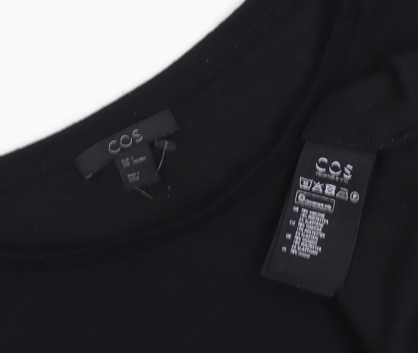 COS Women's Black Crew Neck Top Size S Regular Fit