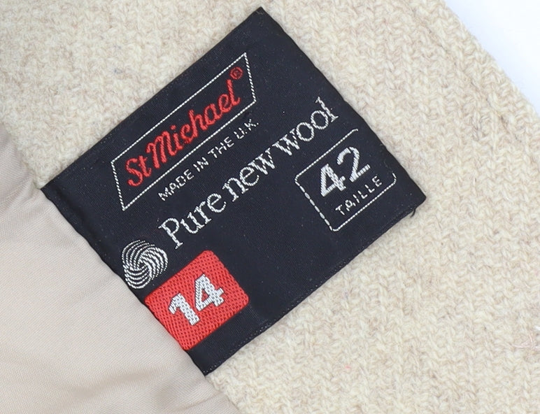 St Michael Women's Beige Wool Coat Size 14