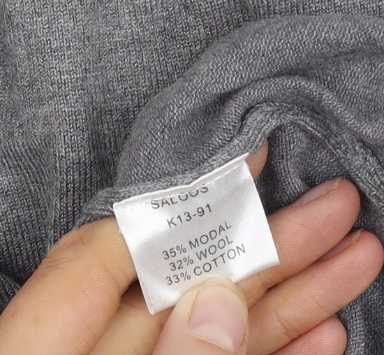 Saloos Women's Grey Cardigan Size L Knit Beaded