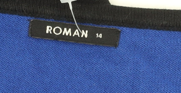 Roman Women's Black Blue Colourblock Pocket Dress Size 14