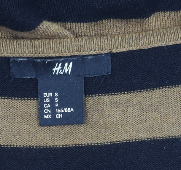 H&M Women's Brown Black Striped Pullover Jumper S