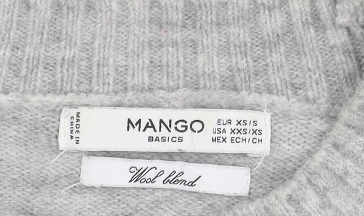 Mango Women's Grey Wool Blend Pullover Jumper XS