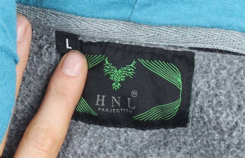 HNL Men's Bomber Jacket, Black/Grey, Size L, Hooded