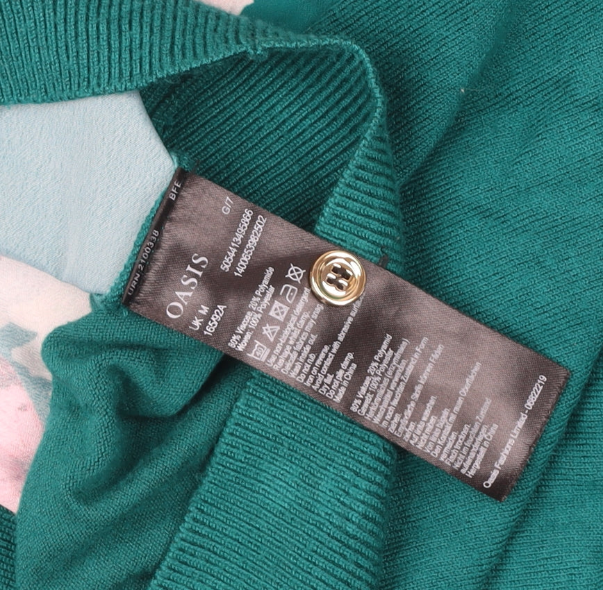 Oasis Women's Floral Green Cardigan, M, Long Sleeve