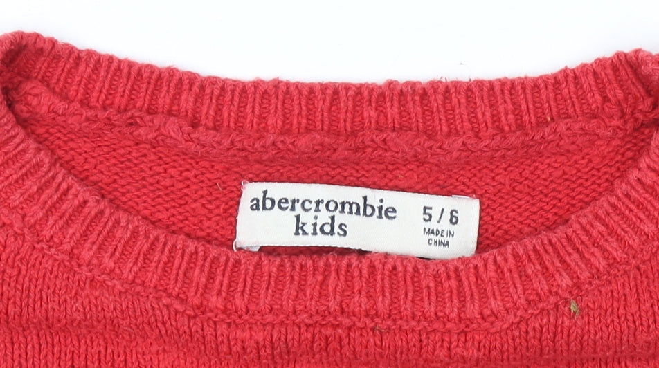 Abercrombie Kids Red Cotton Pullover Jumper, Size 5-6 - Boys