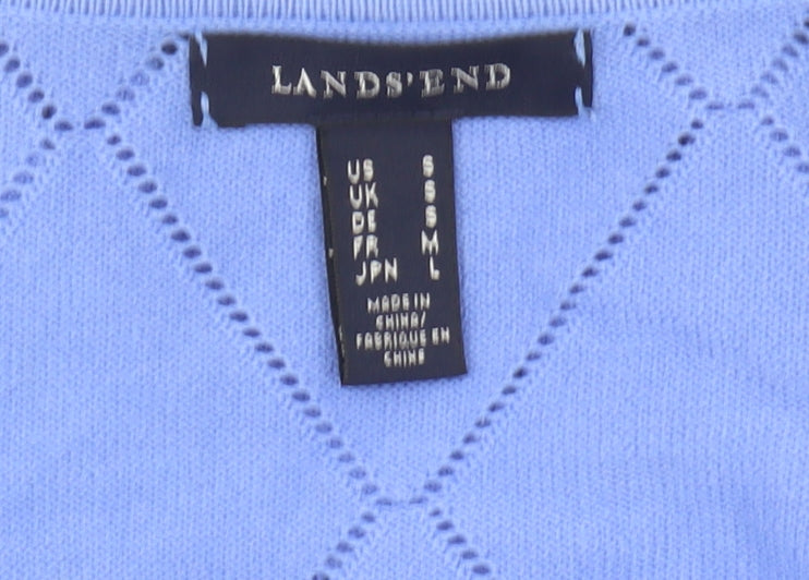 Lands' End Women's Blue Cardigan, Size S, Argyle