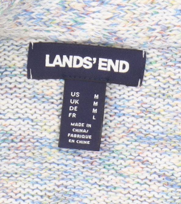 Lands' End Women's Multicoloured Cardigan M V-Neck Knit