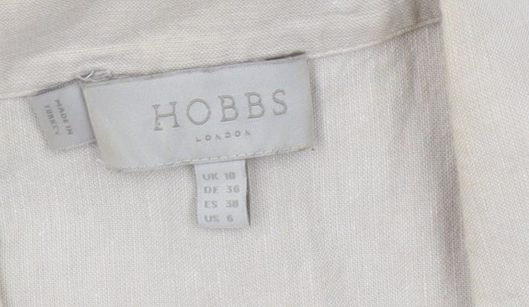 Hobbs Women Beige Collared Belted Dress Size 10