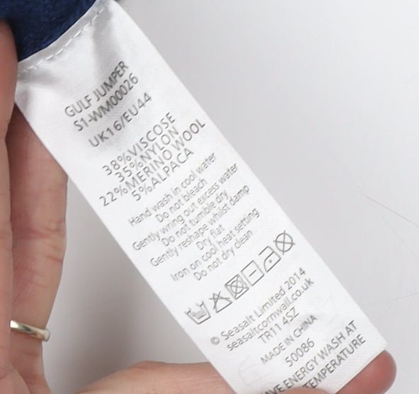 Seasalt Women's Blue Roll Neck Winter Jumper Size 16