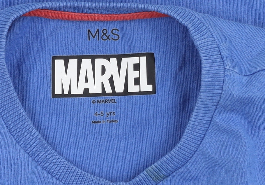 Marks and Spencer Boys Blue Spider-Man T-Shirt 4-5 Years
