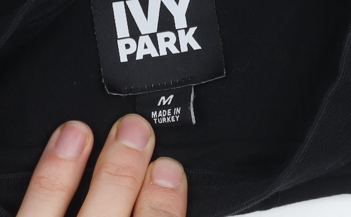 Ivy Park Women's Black Cropped T-Shirt, M, Casual Style