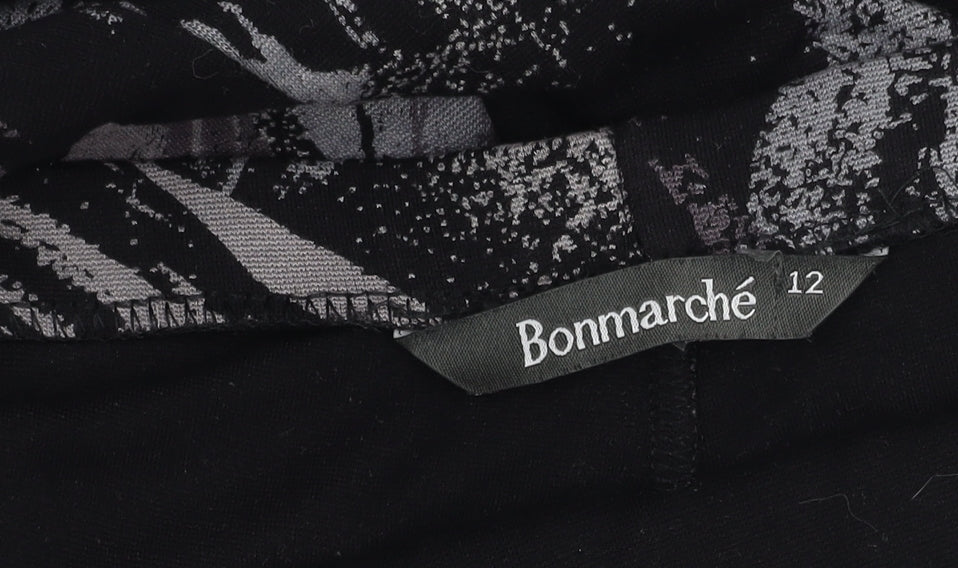 Bonmarché Women's Black A-Line Geometric Skirt Size 12
