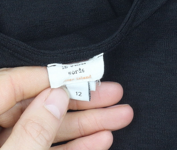 River Island Women's Black Ruffle Blouse Size 12