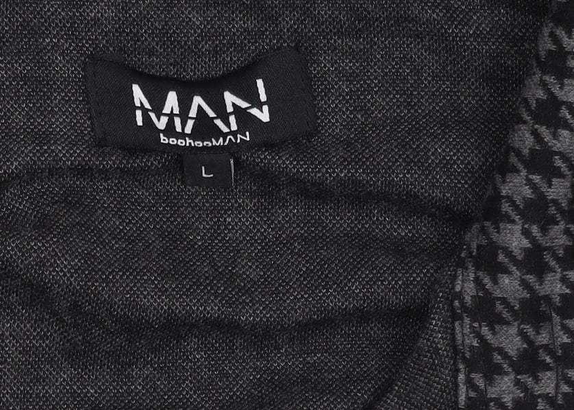 boohooMAN Men's Grey Houndstooth Jacket L