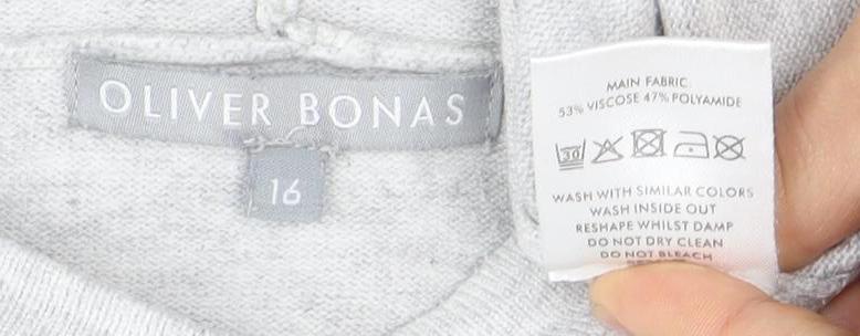 Oliver Bonas Women's Grey Hoodie, Size 18, Pullover