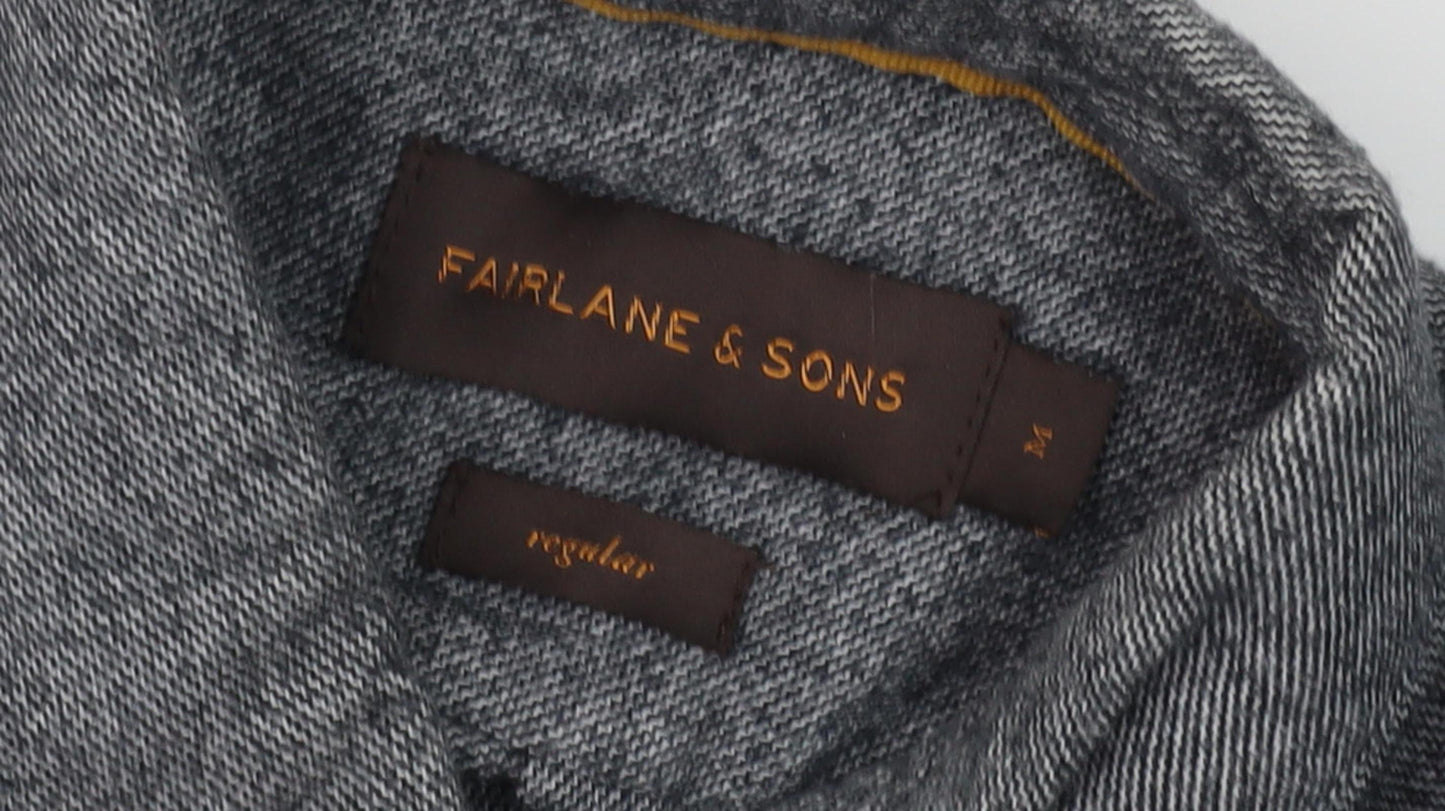 Fairlane & Sons Men's Grey Button-Up Shirt M