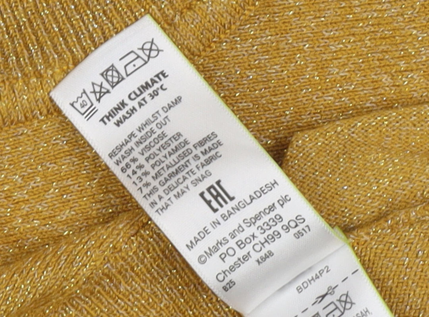 Marks and Spencer Women's Gold High Neck Jumper