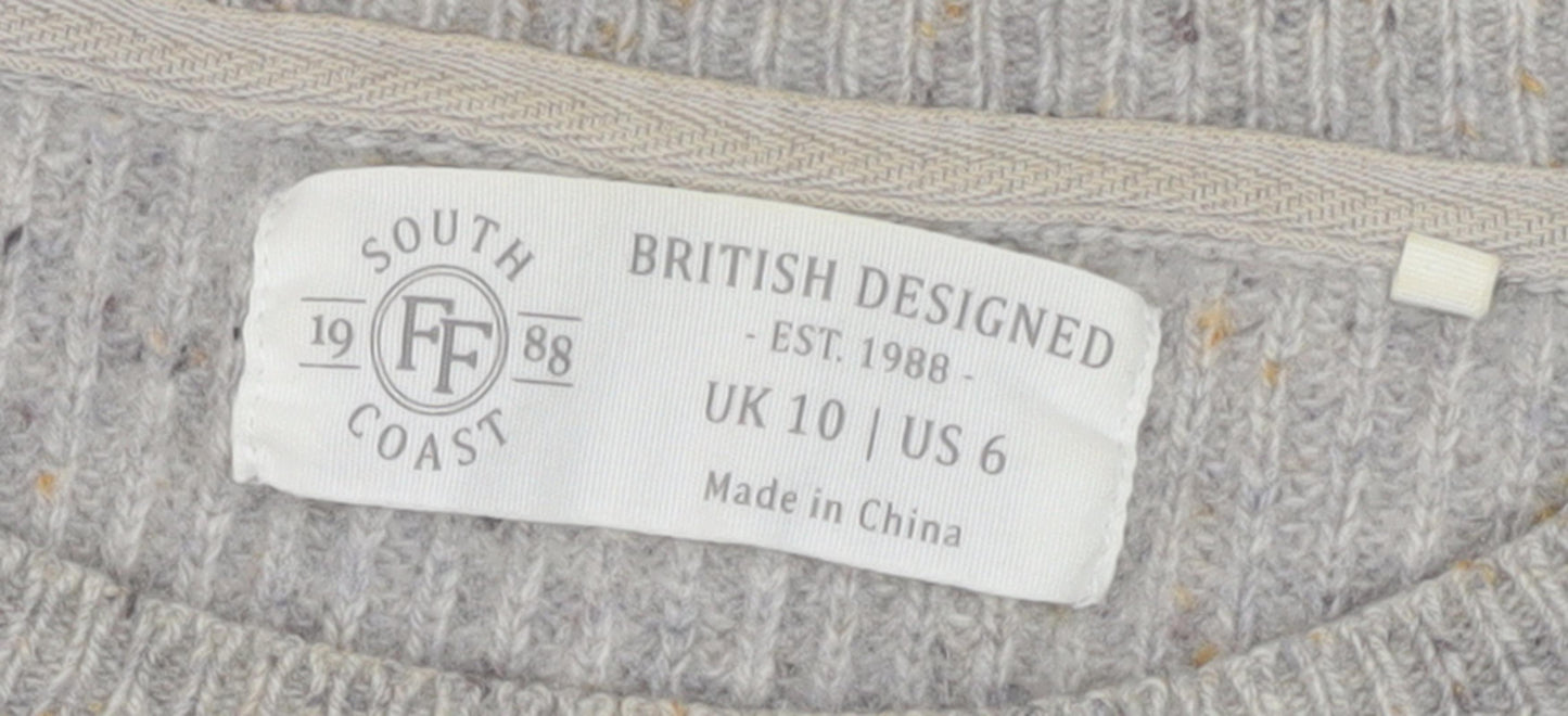 FF South Coast Women's Grey Wool Pullover Jumper, Size 10, Crew Neck