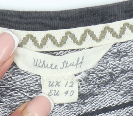 White Stuff Grey Geometric Jumper Dress, Size 12, Long Sleeves