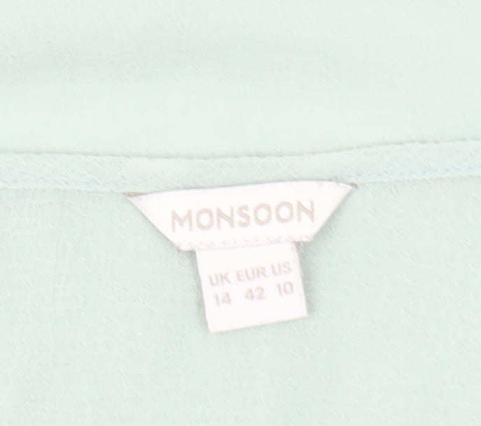 Monsoon Women’s Green Blouse, 3/4 Sleeve, Size 14