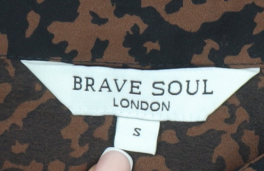 Brave Soul Women's Brown Animal Print Button-Up Shirt
