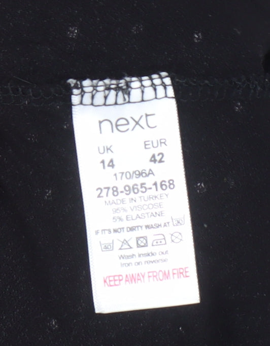 Next Women’s Black Wrap Dress UK 14 Polka Dot